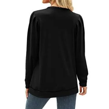 Geifa Women’s Puff Sleeve Sweatshirt for Casual Style