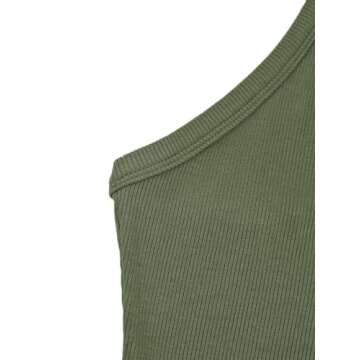 iGENJUN Women Workout Tops Racerback Tank Tops Basic Cute Summer 2024 V Neck Going Out Slim Fit Yoga Gym Ribbed Sleeveless Shirts Clothes Fashion,L,Dark Olive Green