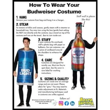 Rasta Imposta Bud Light Beer Bottle Costume for Adults