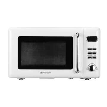 Emerson MWR7020W Compact Countertop Microwave Oven with Button Control, LED Display, 700W 5 Power Le...