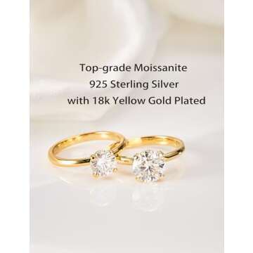 IMOLOVE Moissanite Solitaire Engagement Ring for Women Women's Engagement Rings Moissanite Promise R...