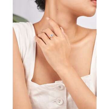 IMOLOVE Moissanite Solitaire Engagement Ring for Women Women's Engagement Rings Moissanite Promise Rings 1CT D Color Wedding band 925 Sterling Silver with 18K Yellow Gold Plated-5.0