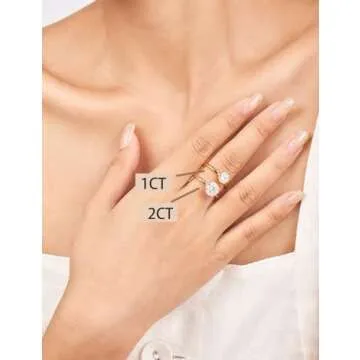 IMOLOVE Moissanite Solitaire Engagement Ring for Women Women's Engagement Rings Moissanite Promise Rings 1CT D Color Wedding band 925 Sterling Silver with 18K Yellow Gold Plated-5.0