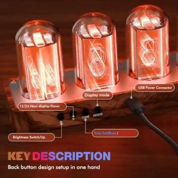 ClocTeck Nixie Tube Clock with Wi-Fi SYNC, Alarm & Timer, 12/24H Display, No Assembly Required - A Retro Gift for Friends (Wood Grain)