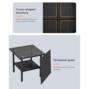 FDW Patio Furniture Set Outdoor Furniture Wicker Bistro Rattan Chair Conversation Sets with Coffee Table for Yard Backyard Lawn Porch Poolside Balcony,Black and Beige