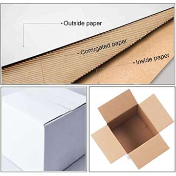 Calenzana 6x6x6 Inches Shipping Boxes Set of 25, White Corrugated Cardboard Box for Packing Mailing Small Business