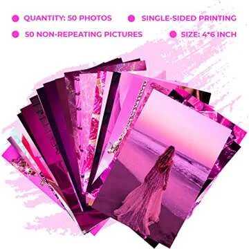 WOONKIT Pink Wall Collage Kit, Pink Neon, Hot Pink Room Decor, Bedroom Decor for Teen Girls, Pink Room Decor Aesthetic, Pink Poster, Hot Girl Poster, Hot Pink, Pink Wall Collage 50pcs 4x6 Inch