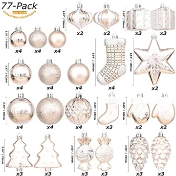Sea Team 77-Pack Shatterproof Christmas Ornament Set