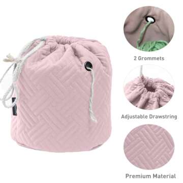 MYBAGZING Yarn Bag, Small Crochet Bag Organizer, Drawstring Yarn Storage Bags Yarn for Crocheting, Knitting Bag for Crochet Beginner,Yarn Holder, Yarn Bowl with Pocket for Crochet Accessories