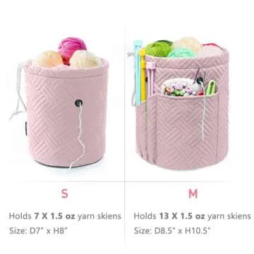 MYBAGZING Yarn Bag, Small Crochet Bag Organizer, Drawstring Yarn Storage Bags Yarn for Crocheting, Knitting Bag for Crochet Beginner,Yarn Holder, Yarn Bowl with Pocket for Crochet Accessories