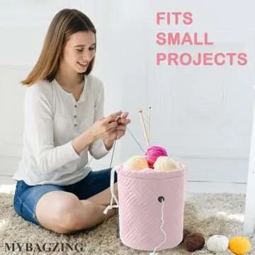 MYBAGZING Yarn Bag, Small Crochet Bag Organizer, Drawstring Yarn Storage Bags Yarn for Crocheting, Knitting Bag for Crochet Beginner,Yarn Holder, Yarn Bowl with Pocket for Crochet Accessories