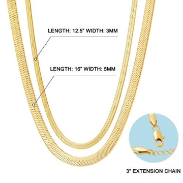 Fiusem Gold Plated Herringbone Necklace for Women, Stylish and Durable