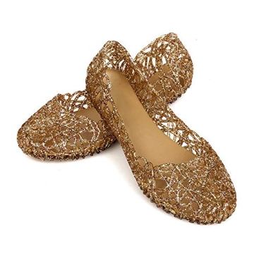 Domucos Glitter Jelly Flats for Women Comfortable and Stylish