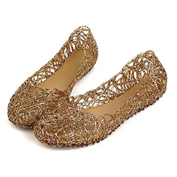 Domucos Glitter Jelly Flats for Women Comfortable and Stylish
