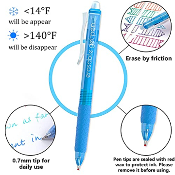 Vanstek 18 Colors Retractable Erasable Gel Pens