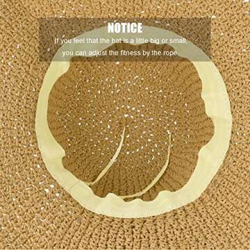 Sydbecs Women's Sun Hats Wide Brim Summer Beach Hat for Women Foldable Travel Straw Hat UPF50+ (Khaki)