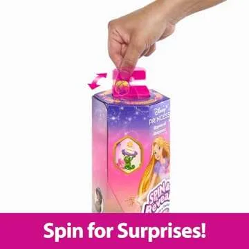 Mattel Disney Princess Rapunzel Fashion Doll Set, Spin & Reveal with 11 Surprises Including 5 Accessories, 5 Stickers & Play Scene, Inspired by Movie
