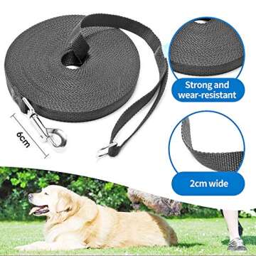 BAAPET 15 ft 20 ft 30 ft 50 ft 100 ft Long Dog Training Leash , Play, Camping, or Backyard Lead with...