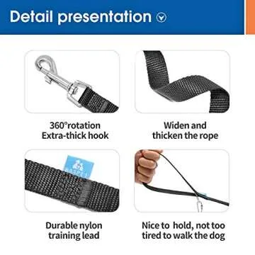 BAAPET 15 ft 20 ft 30 ft 50 ft 100 ft Long Dog Training Leash , Play, Camping, or Backyard Lead with Training Clickers for Small, Medium and Large Dogs or Cats (15 Feet, Black)