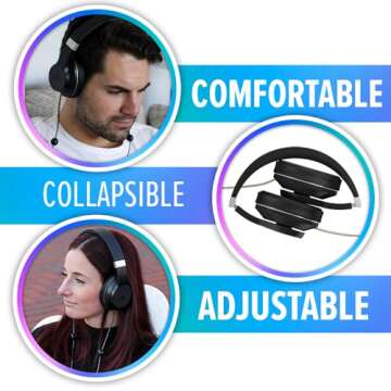 DefenderShield EMF-Free Over-Ear Adult Headphones - Universal Air Tube Wired Crystal Clear Stereo Headset with Microphone & Volume Control