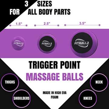 Fitballz Myofascial Trigger Point Release & Deep Tissue Therapy Kit 6 Pack – Foam, Spiky & Peanut Balls in 3 Sizes