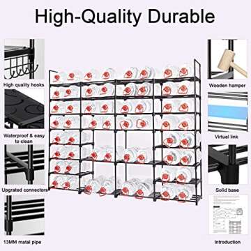 Mavivegue Extra Large Shoe Rack, 8 Tier 4 Rows 72-76 Pairs Big Tall Metal Shoe Shelf,Big Boot Rack S...