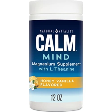 Natural Vitality Calm Mind Magnesium Citrate + L-Theanine Powder for Stress Relief, Gluten-Free & Ve...