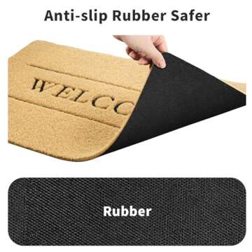 Yeaban Door Mat Outside Entrance | Outdoor Mats for Front/Back Door, Dirt Trapping, Non-Slip Doormats with Low Profile, Heavy Duty, Easy to Clean, Entryway Mat, 17.5” x 29.5”, Welcome 02