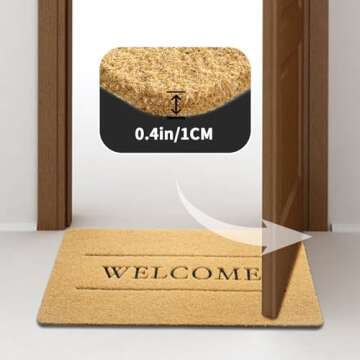 Yeaban Door Mat Outside Entrance | Outdoor Mats for Front/Back Door, Dirt Trapping, Non-Slip Doormats with Low Profile, Heavy Duty, Easy to Clean, Entryway Mat, 17.5” x 29.5”, Welcome 02