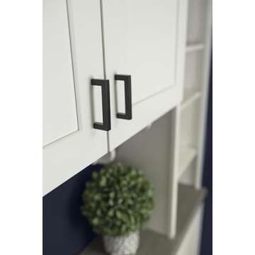 Hickory Hardware 10 Pack Solid Core Kitchen Cabinet Pulls, Luxury Cabinet Handles, Hardware for Doors & Dresser Drawers, 5-1/16 Inch (128mm) Hole Center, Matte Black, Skylight Collection