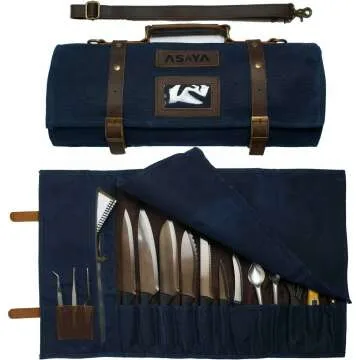 Asaya Waxed Canvas Knife Roll for Chefs & Students