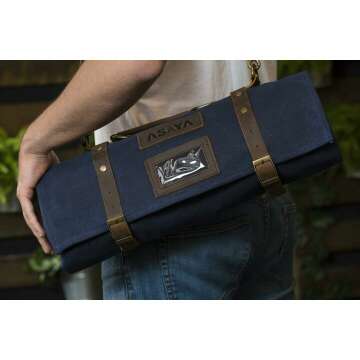 Asaya Waxed Canvas Knife Roll for Chefs & Students