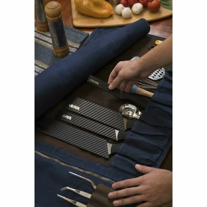 Asaya Waxed Canvas Knife Roll for Chefs & Students