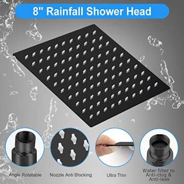 Shower Head, Kaqinu 8'' High Pressure Rainfall Shower Head/Handheld Showerhead Combo with 11” Exte...
