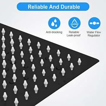 Shower Head, Kaqinu 8'' High Pressure Rainfall Shower Head/Handheld Showerhead Combo with 11” Extension Arm, Anti-leak Shower Head with Holder/Hose, Flow Regulator - Matt Black