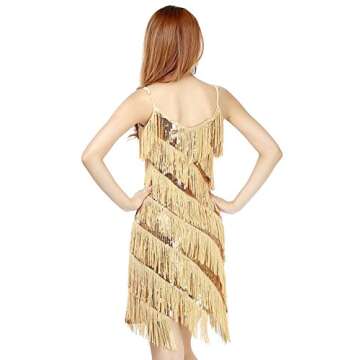 Halter Flapper Dress - Stylish Gold Sequins for Parties