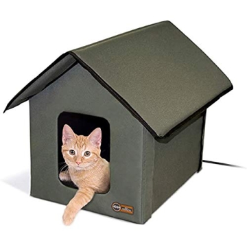 Heated Outdoor Cat House for Winter - K&H Safety Listed Insulation with Escape Doors