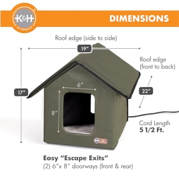 K&H Heated Cat House for Outdoor Cats with Heating Pad