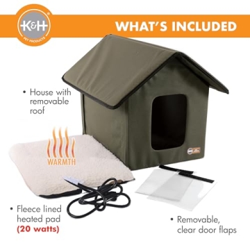 K&H Heated Cat House for Outdoor Cats with Heating Pad