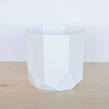 Bloem Tuxton Modern Hexagon Small Planter: 10" - Casper White - Matte Finish, Durable Resin, Modern Design, Optional Drainage Holes, for Indoor and Outdoor Use, Gardening, 2.7 Gallon Capacity