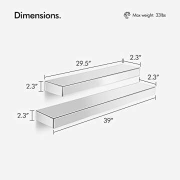 Beautify Set of 2 Silver Mirrored Glass Shelves