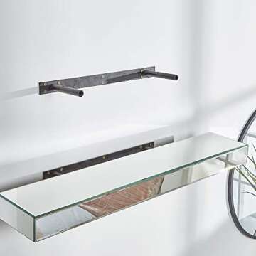 Beautify Set of 2 Silver Mirrored Glass Shelves