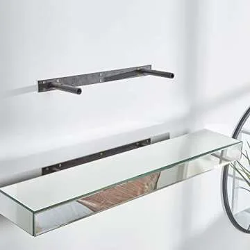 Beautify Set of 2 Silver Mirrored Glass Shelves