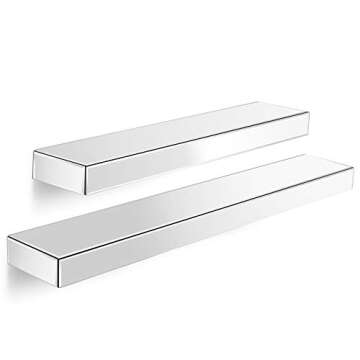 Beautify Set of 2 Silver Mirrored Glass Shelves