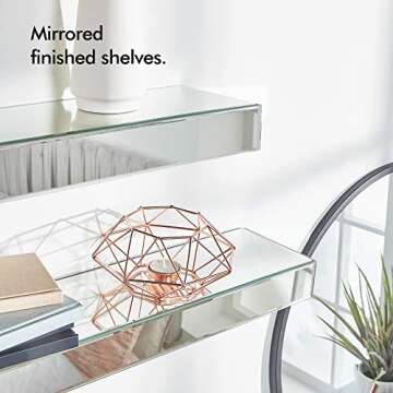 Beautify Set of 2 Silver Mirrored Glass Shelves