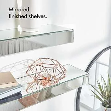Beautify Set of 2 Silver Mirrored Glass Shelves