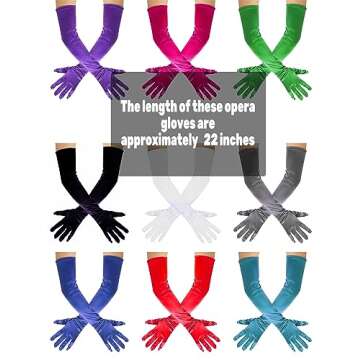 Women's White Long Satin Gloves 1920s Opera Bridal Wedding Dance Halloween Costume Evening Party Gloves 22 inch