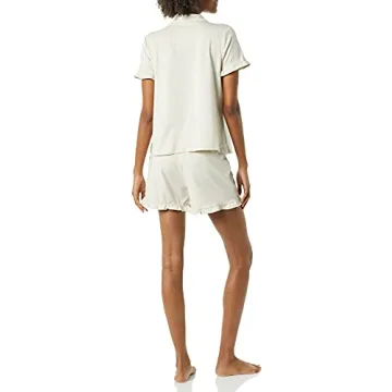 Amazon Essentials Women's Cotton Modal Piped Notch Collar Pajama Set (Available in Plus Size)