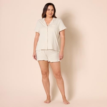 Amazon Essentials Women's Cotton Modal Piped Notch Collar Pajama Set (Available in Plus Size)