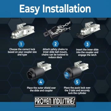 Proven Industries Heavy-Duty Trailer Lock for 2-Inch Couplers